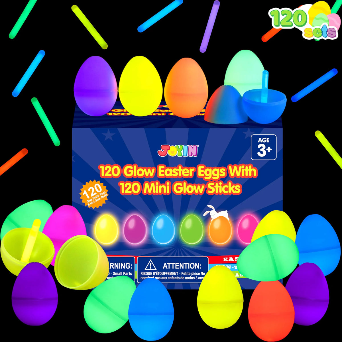 JOYIN 35 Pcs Easter Eggs with Mini Glow Sticks