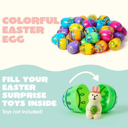 JOIN 36-Pack 2.3-Inch Fillable Printed Plastic Eggs