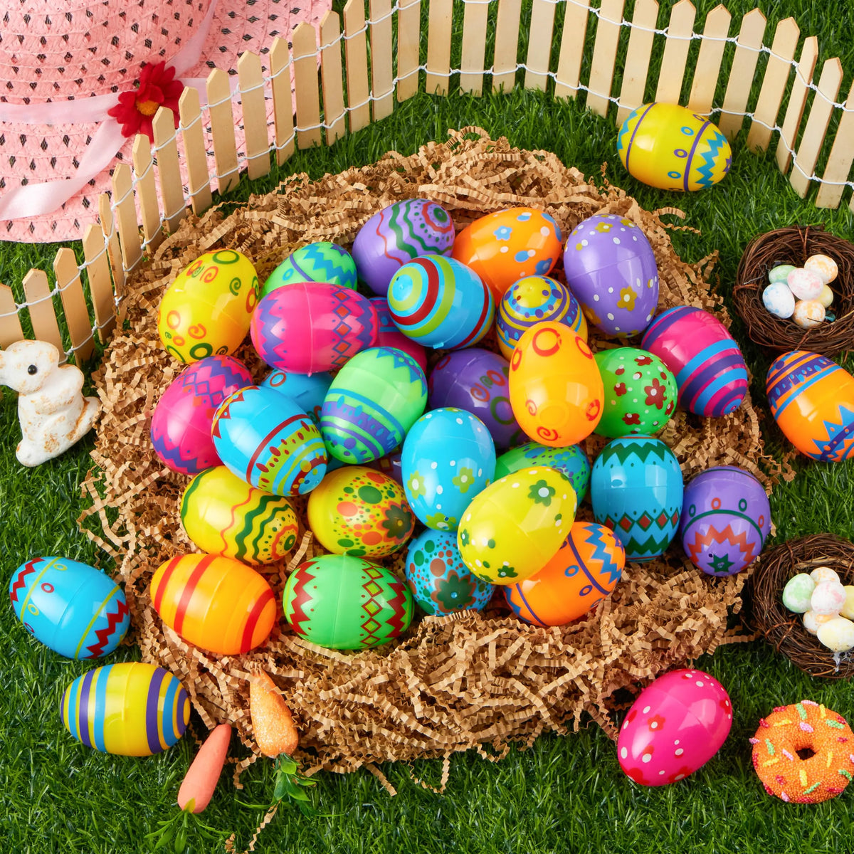 JOIN 36-Pack 2.3-Inch Fillable Printed Plastic Eggs