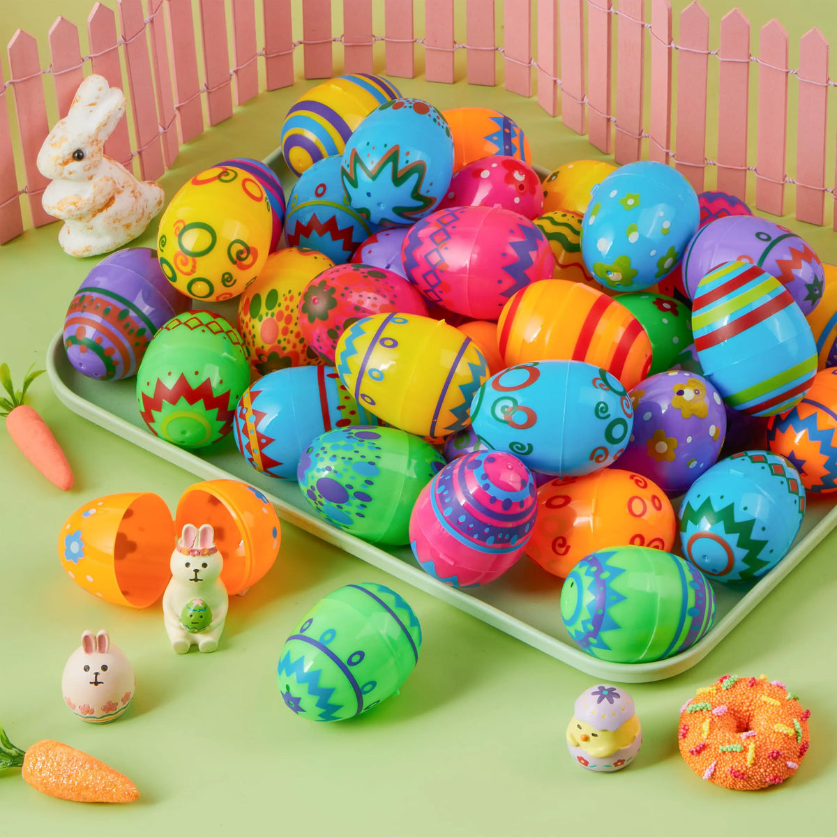 JOIN 36-Pack 2.3-Inch Fillable Printed Plastic Eggs