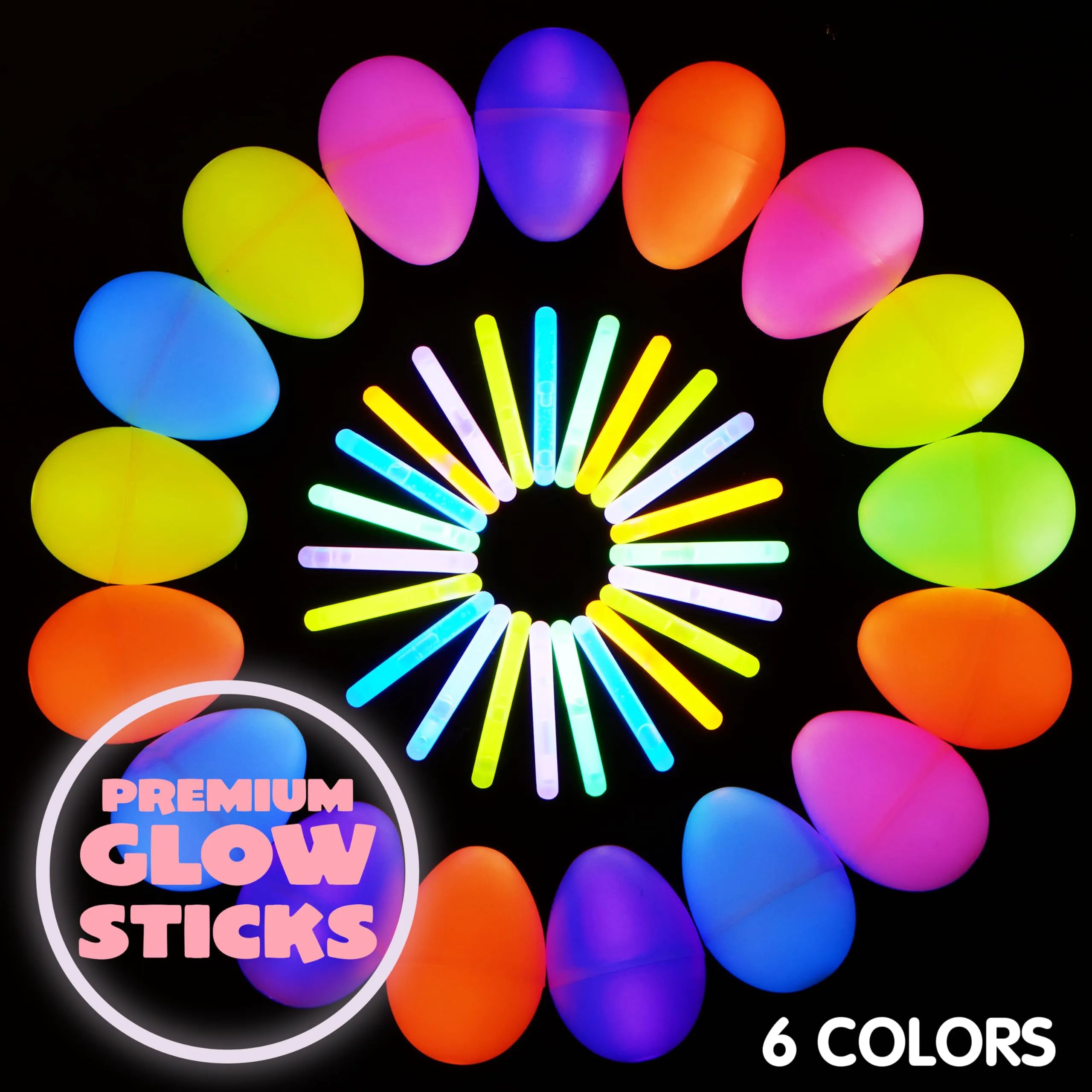 JOYIN 36-Pack Easter Eggs with Mini Glow Sticks