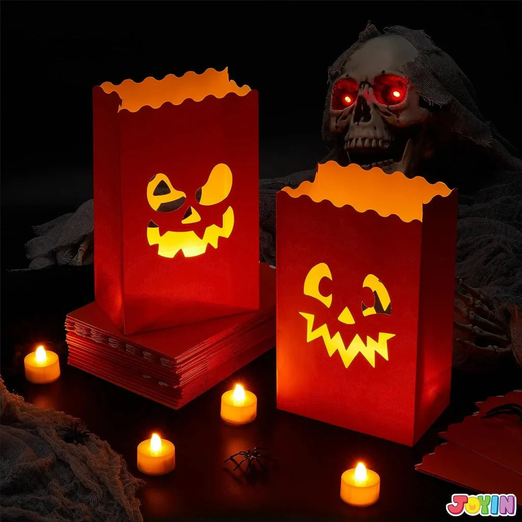 JOIN 36-Pack Halloween Flame-Resistant Pumpkin Paper Bag Lanterns
