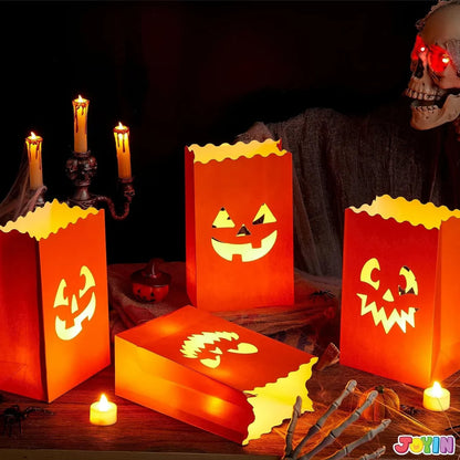 JOIN 36-Pack Halloween Flame-Resistant Pumpkin Paper Bag Lanterns