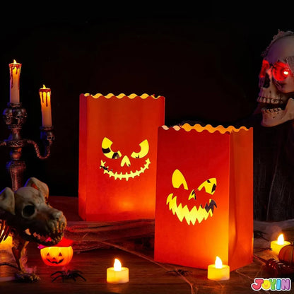 JOIN 36-Pack Halloween Flame-Resistant Pumpkin Paper Bag Lanterns