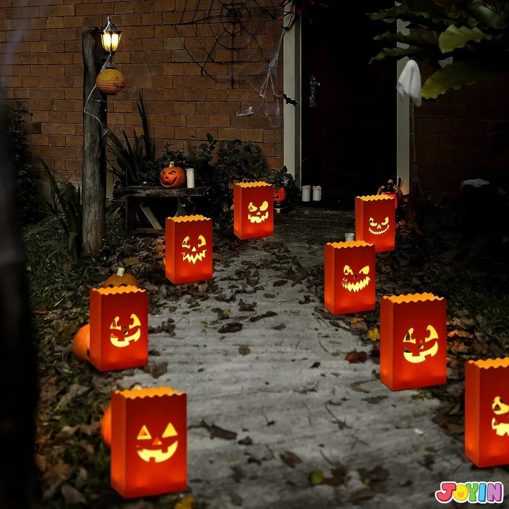 JOIN 36-Pack Halloween Flame-Resistant Pumpkin Paper Bag Lanterns