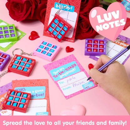 JOIN 36-Piece Valentine's Day Tic-Tac-Toe Keychain Set with Greeting Cards