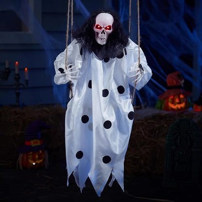 36-Inch Hanging Ghost Skeleton with Lights for Halloween
