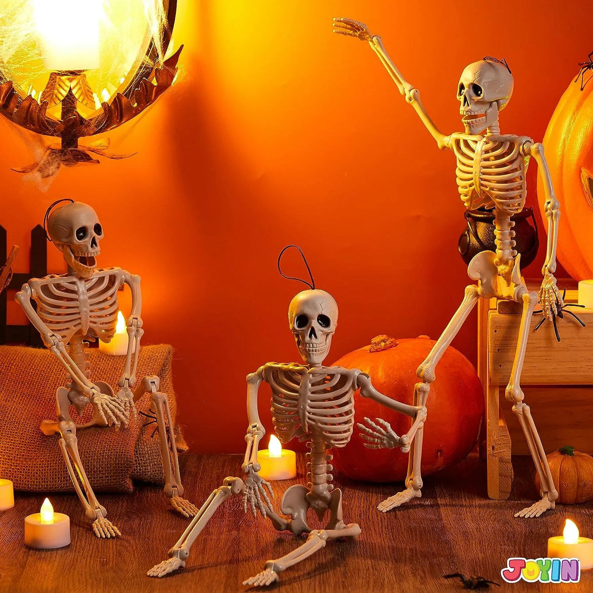 JOYIN 3-Pack 16-Inch Halloween Hanging Skeletons with Movable Joints