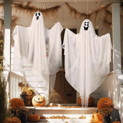 JOYIN 3-Pack 35.4-Inch Halloween Light-Up Hanging Ghost Decorations for Spooky Home Props