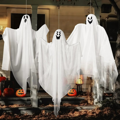 JOYIN 3-Pack 35.4-Inch Halloween Light-Up Hanging Ghost Decorations for Spooky Home Props