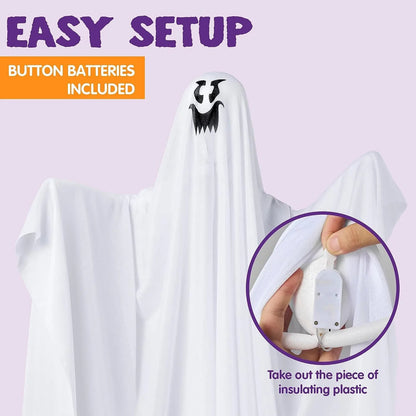 JOYIN 3-Pack 35.4-Inch Halloween Light-Up Hanging Ghost Decorations for Spooky Home Props