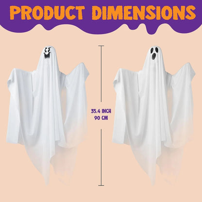 JOYIN 3-Pack 35.4-Inch Halloween Light-Up Hanging Ghost Decorations for Spooky Home Props