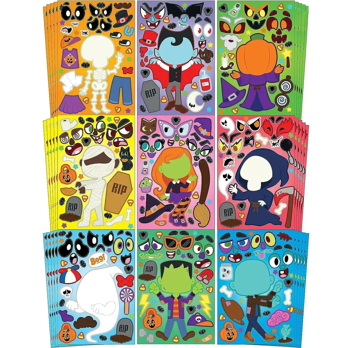 JOYIN 45-Piece Halloween Make-A-Face Stickers for Party Decorations