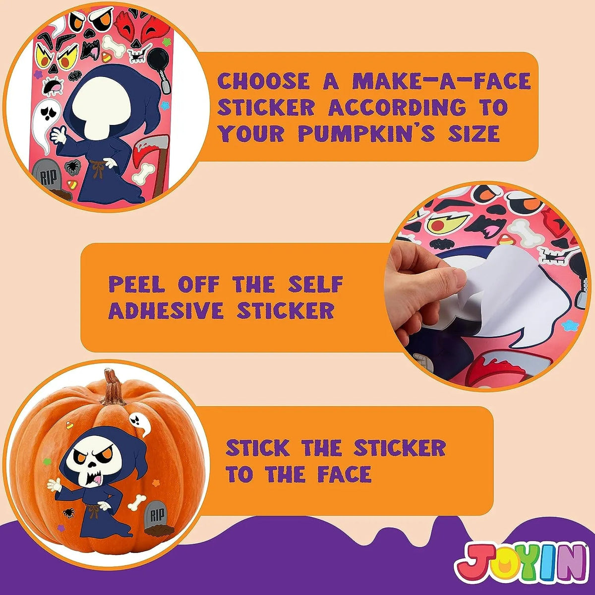 JOYIN 45-Piece Halloween Make-A-Face Stickers for Party Decorations