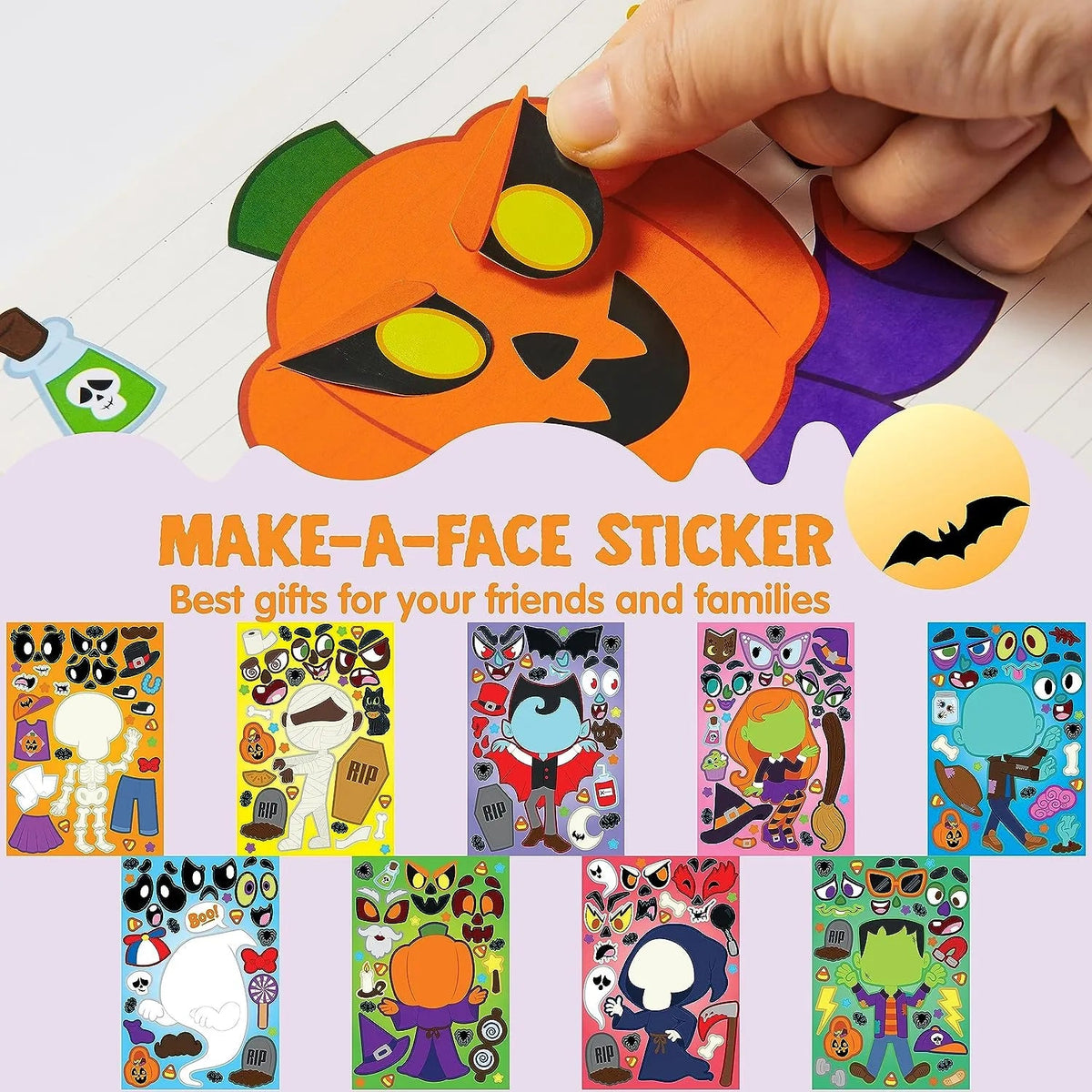 JOYIN 45-Piece Halloween Make-A-Face Stickers for Party Decorations