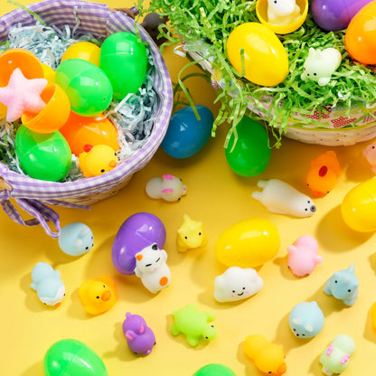 JOYIN 48 Pcs Easter Prefilled Eggs with Mochi Squishy Toys