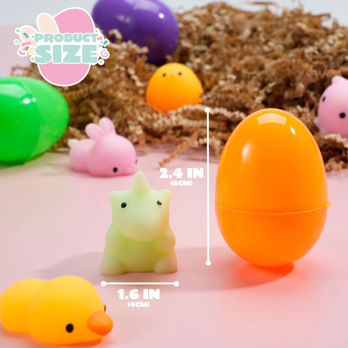JOYIN 48 Pcs Easter Prefilled Eggs with Mochi Squishy Toys