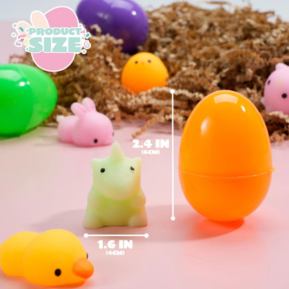 JOYIN 48 Pcs Easter Prefilled Eggs with Mochi Squishy Toys