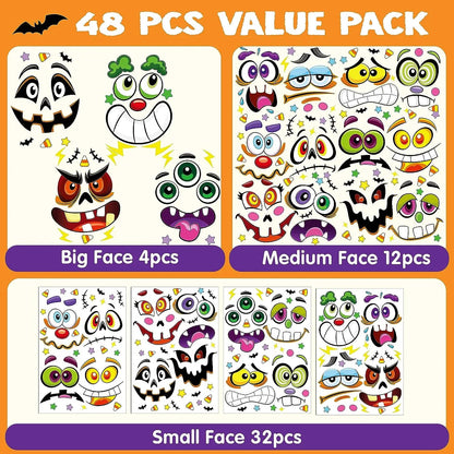 JOYIN 48-Pack Halloween Pumpkin Stickers for Parties and School Activities