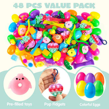JOYIN 48-Piece Prefilled Easter Eggs with Assorted Toys