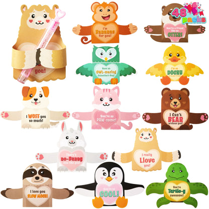 JOYIN 48 Pack Valentine's Day Greeting Cards with Candy Holders for Kids, Holiday Rewards and Prizes