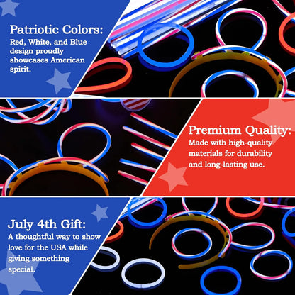 JOYIN 4th of July Patriotic Glow Sticks (120 Count)