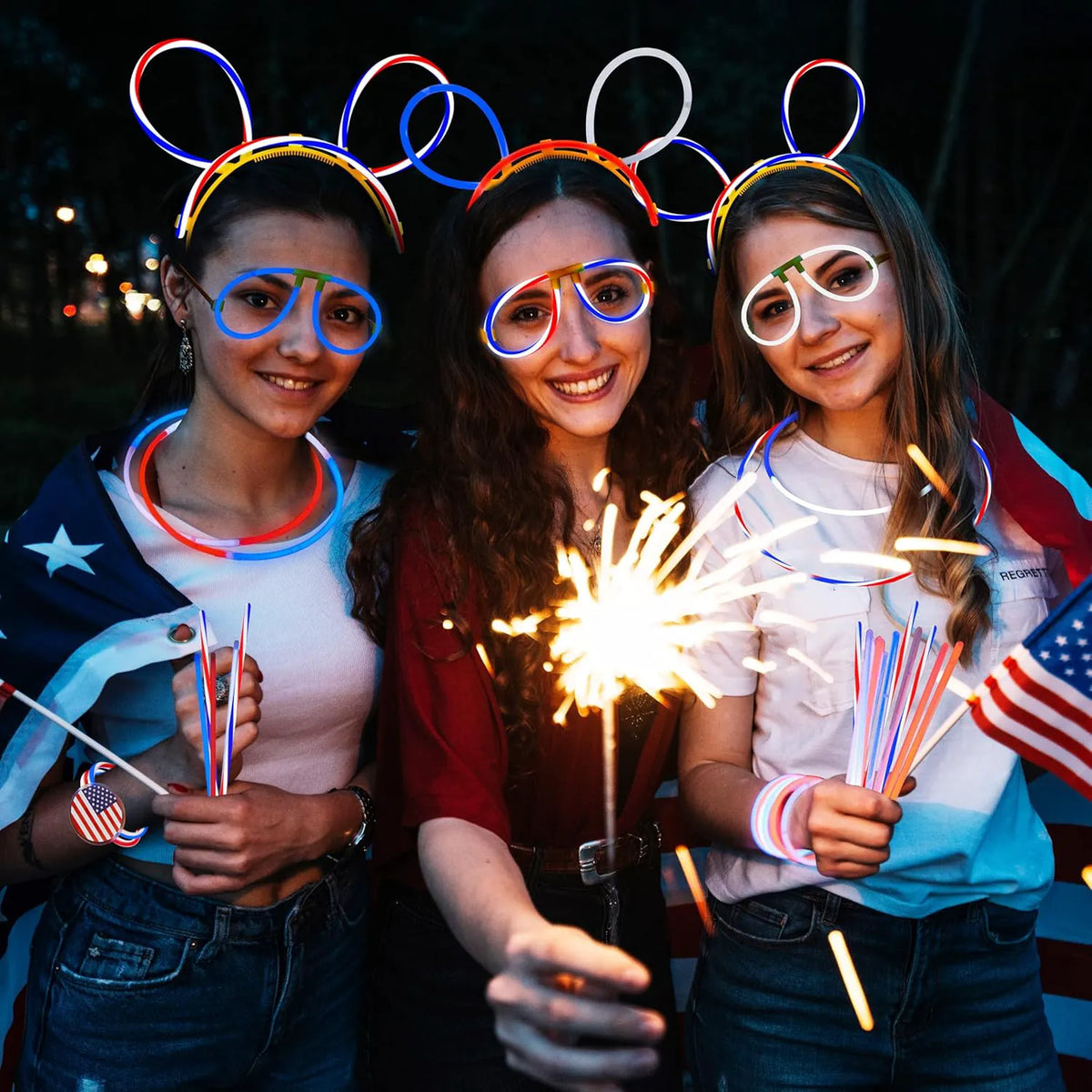 JOYIN 4th of July Patriotic Glow Sticks (120 Count)