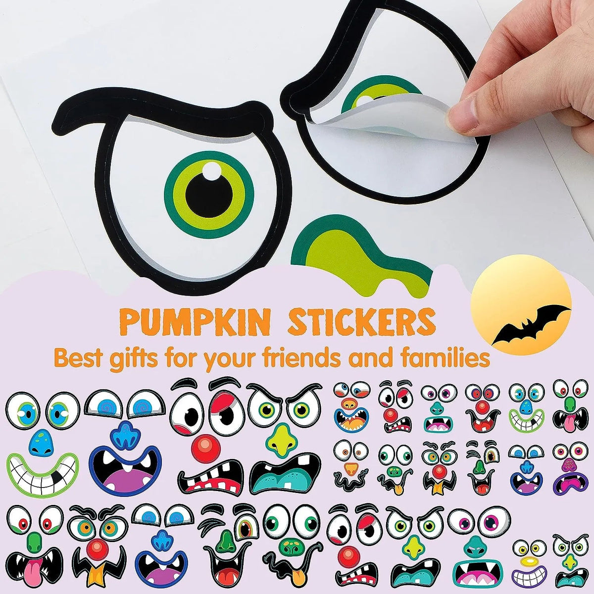 JOYIN 52-Pack Halloween Pumpkin Face Stickers for Party Decorations