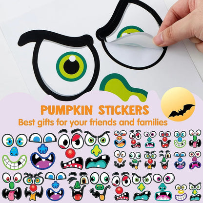 JOYIN 52-Pack Halloween Pumpkin Face Stickers for Party Decorations