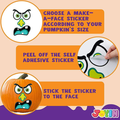 JOYIN 52-Pack Halloween Pumpkin Face Stickers for Party Decorations