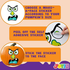 JOYIN 52-Pack Halloween Pumpkin Face Stickers for Party Decorations