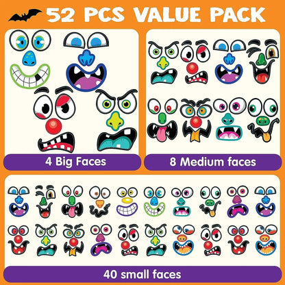 JOYIN 52-Pack Halloween Pumpkin Face Stickers for Party Decorations