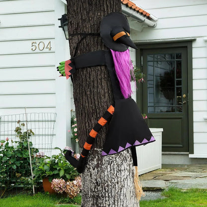 JOYIN 55-Inch Halloween Crashing Witch Decoration with Purple Hair