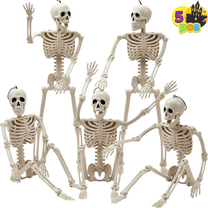 5 PCS Posable Halloween Skeletons, 16 Inches Full Body with Posable Joints