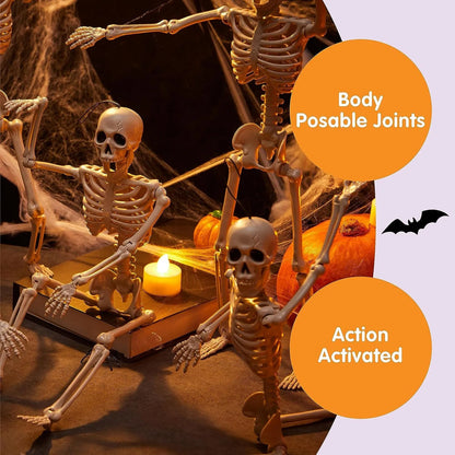 5 PCS Posable Halloween Skeletons, 16 Inches Full Body with Posable Joints