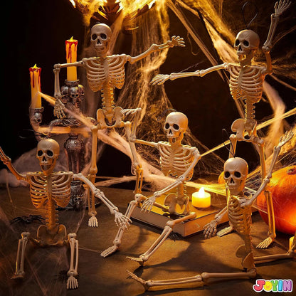 5 PCS Posable Halloween Skeletons, 16 Inches Full Body with Posable Joints