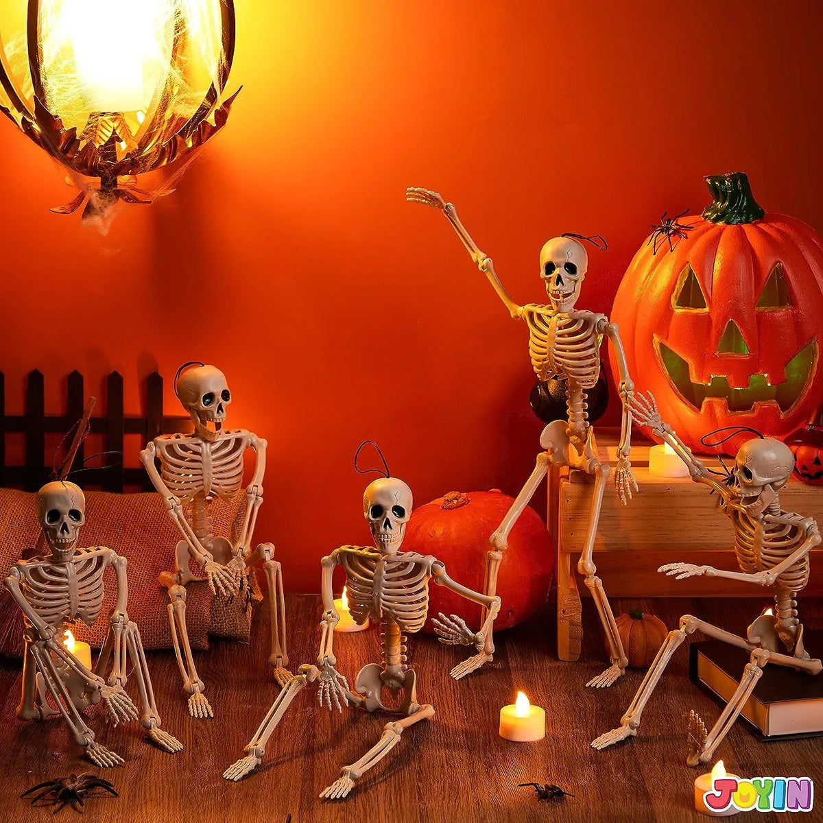 5 PCS Posable Halloween Skeletons, 16 Inches Full Body with Posable Joints