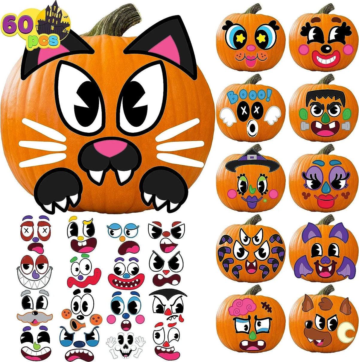 JOYIN 60-Pack Halloween Pumpkin Stickers