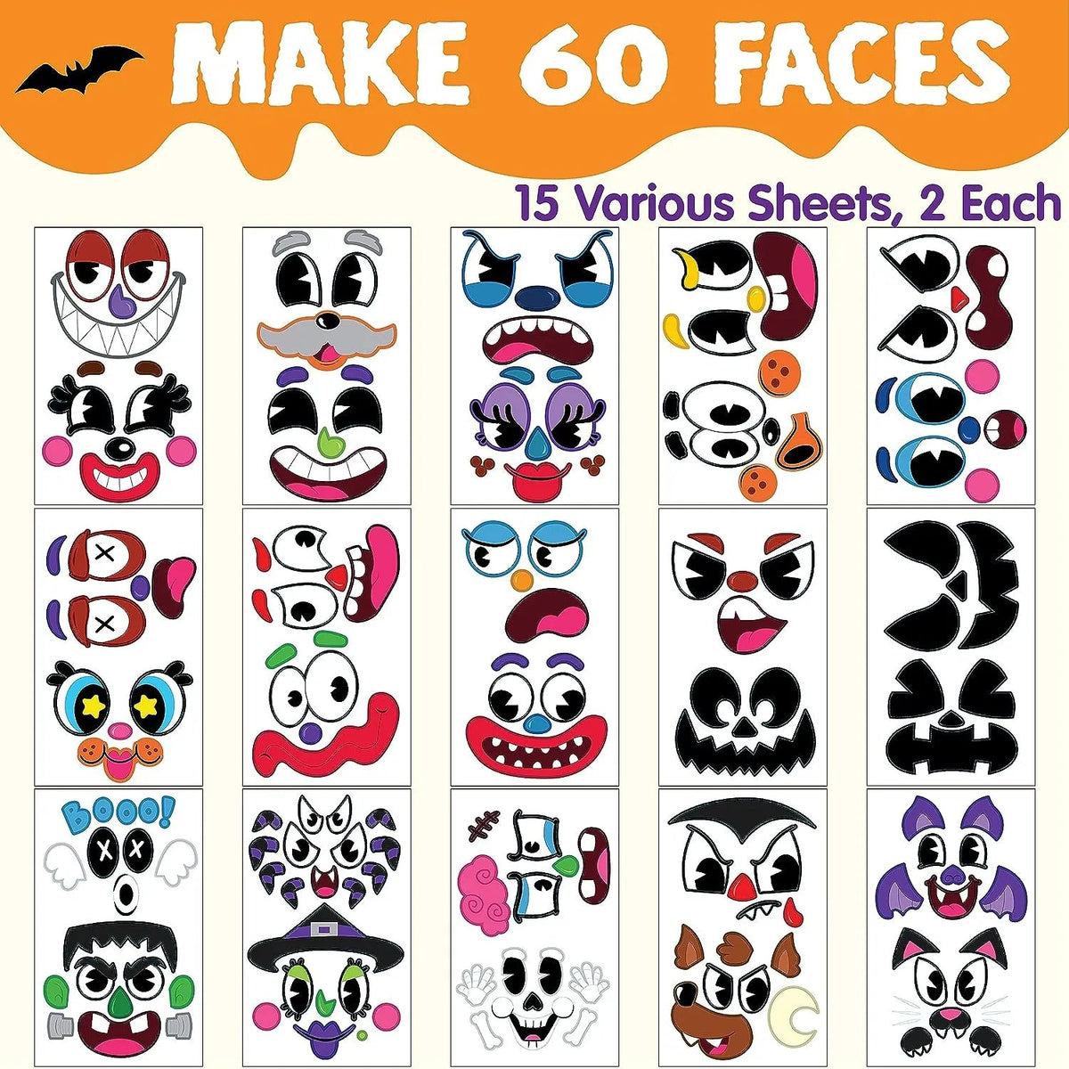 JOYIN 60-Pack Halloween Pumpkin Stickers