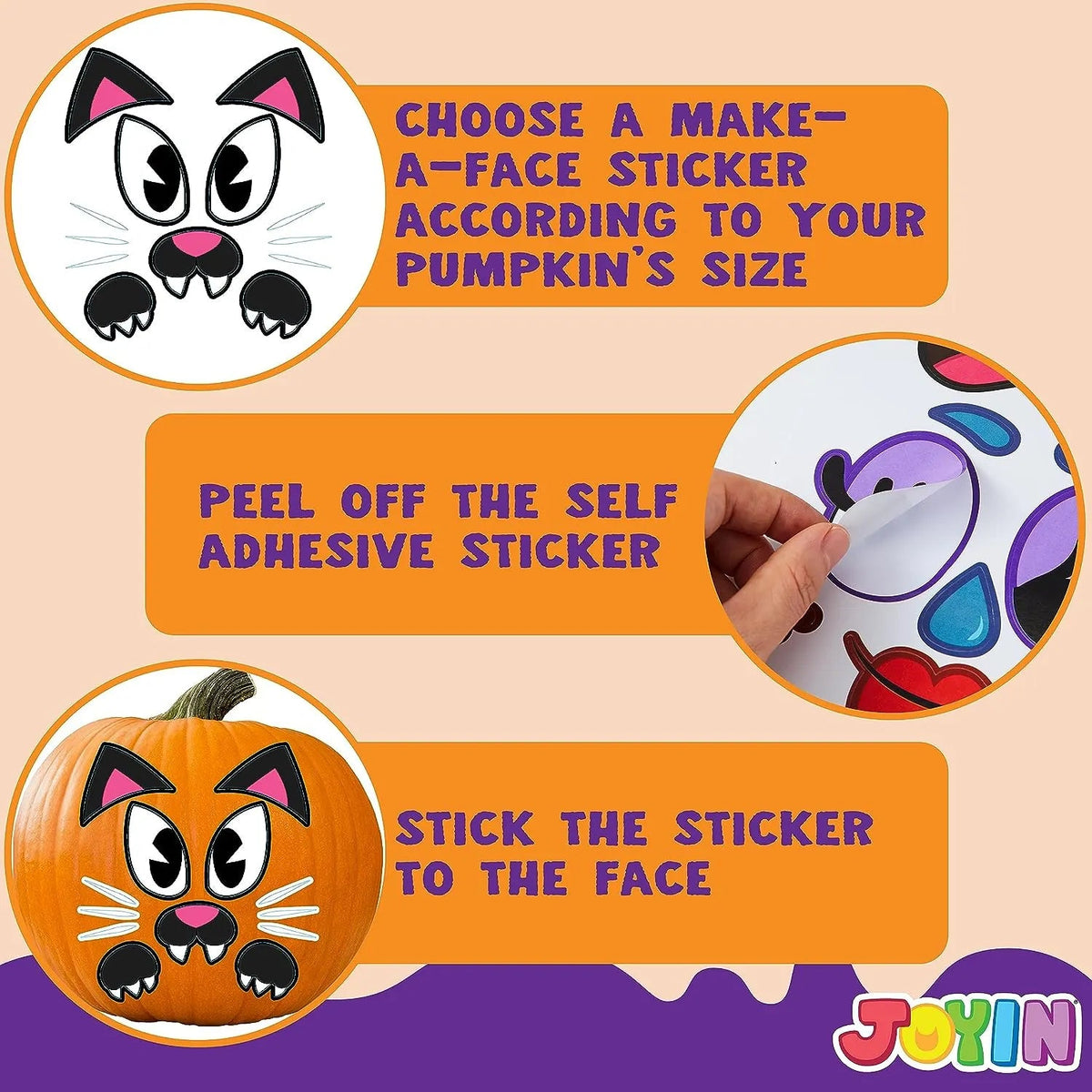 JOYIN 60-Pack Halloween Pumpkin Stickers