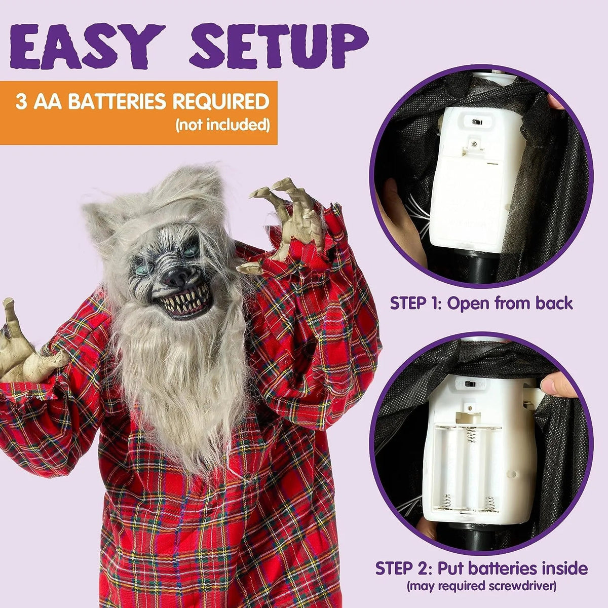JOYIN 63-Inch Animated Standing Werewolf for Halloween