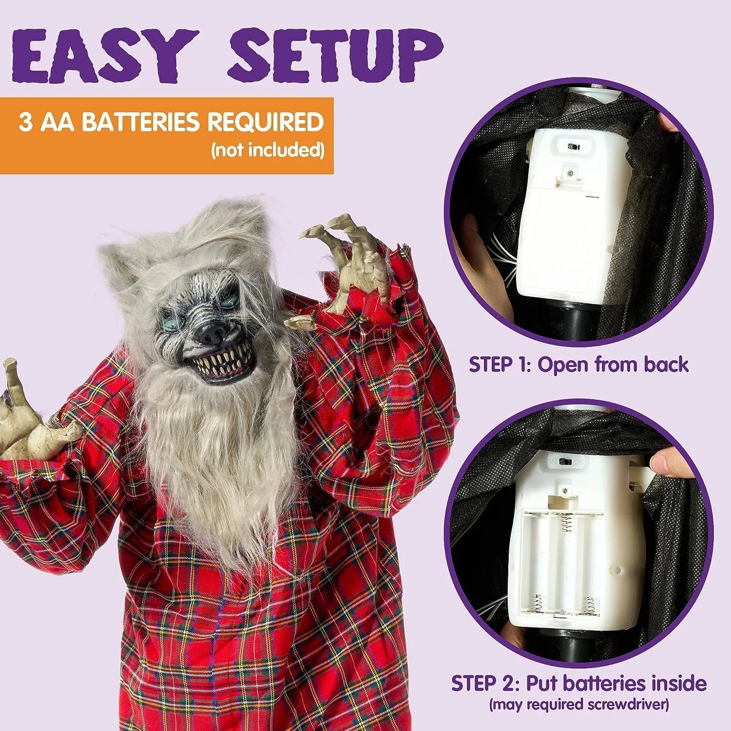 JOYIN 63-Inch Animated Standing Werewolf for Halloween