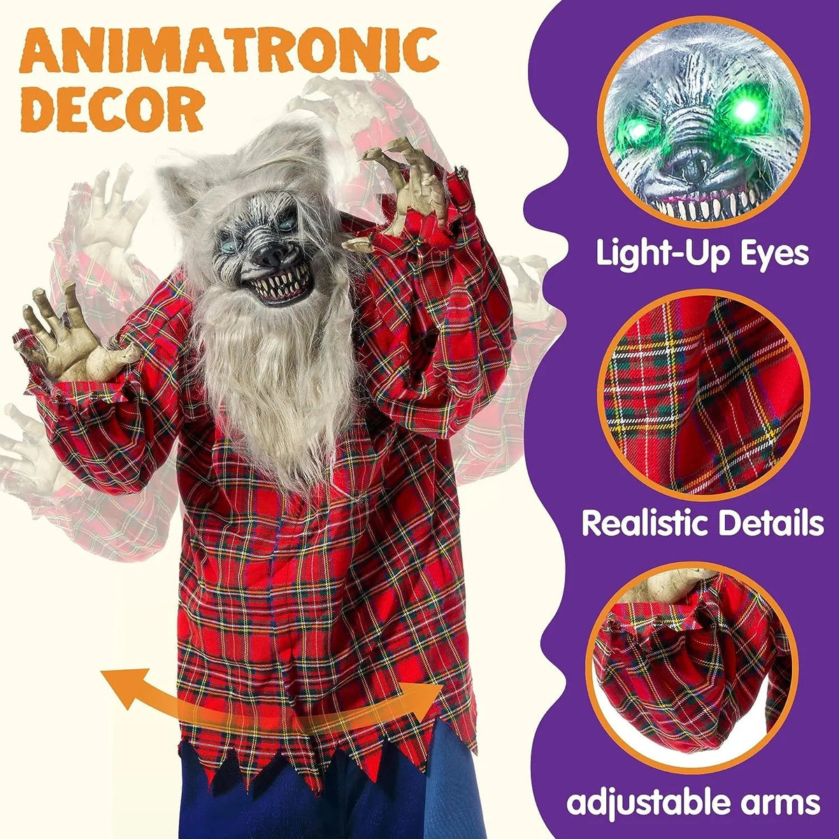 JOYIN 63-Inch Animated Standing Werewolf for Halloween