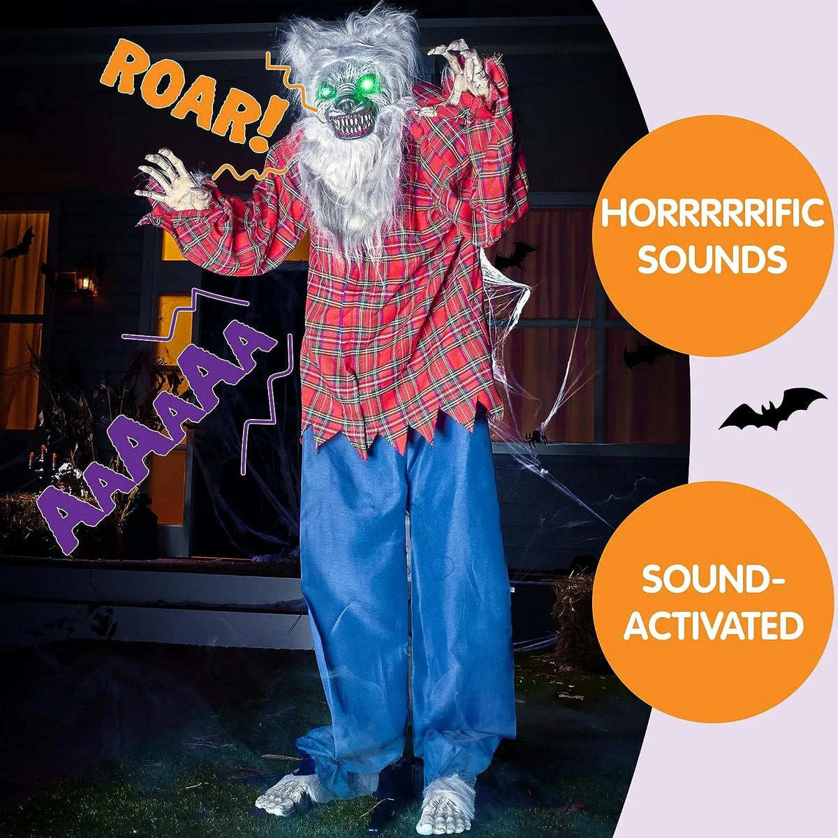 JOYIN 63-Inch Animated Standing Werewolf for Halloween