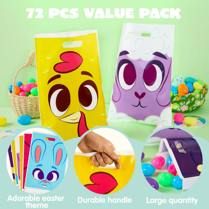 JOYIN 72 Pack Easter Tote Bags with Handles
