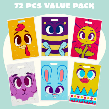 JOYIN 72 Pack Easter Tote Bags with Handles