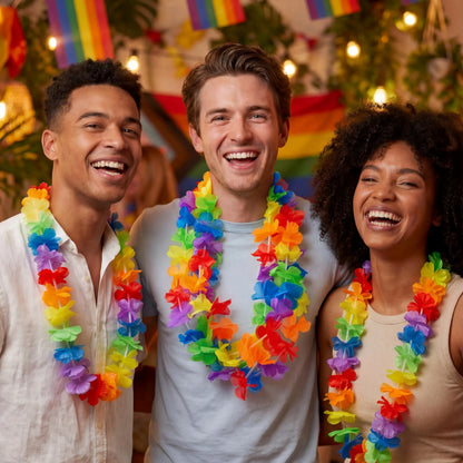 JOYIN 72-Pack Colorful Flower Leis for Pride Party Necklaces