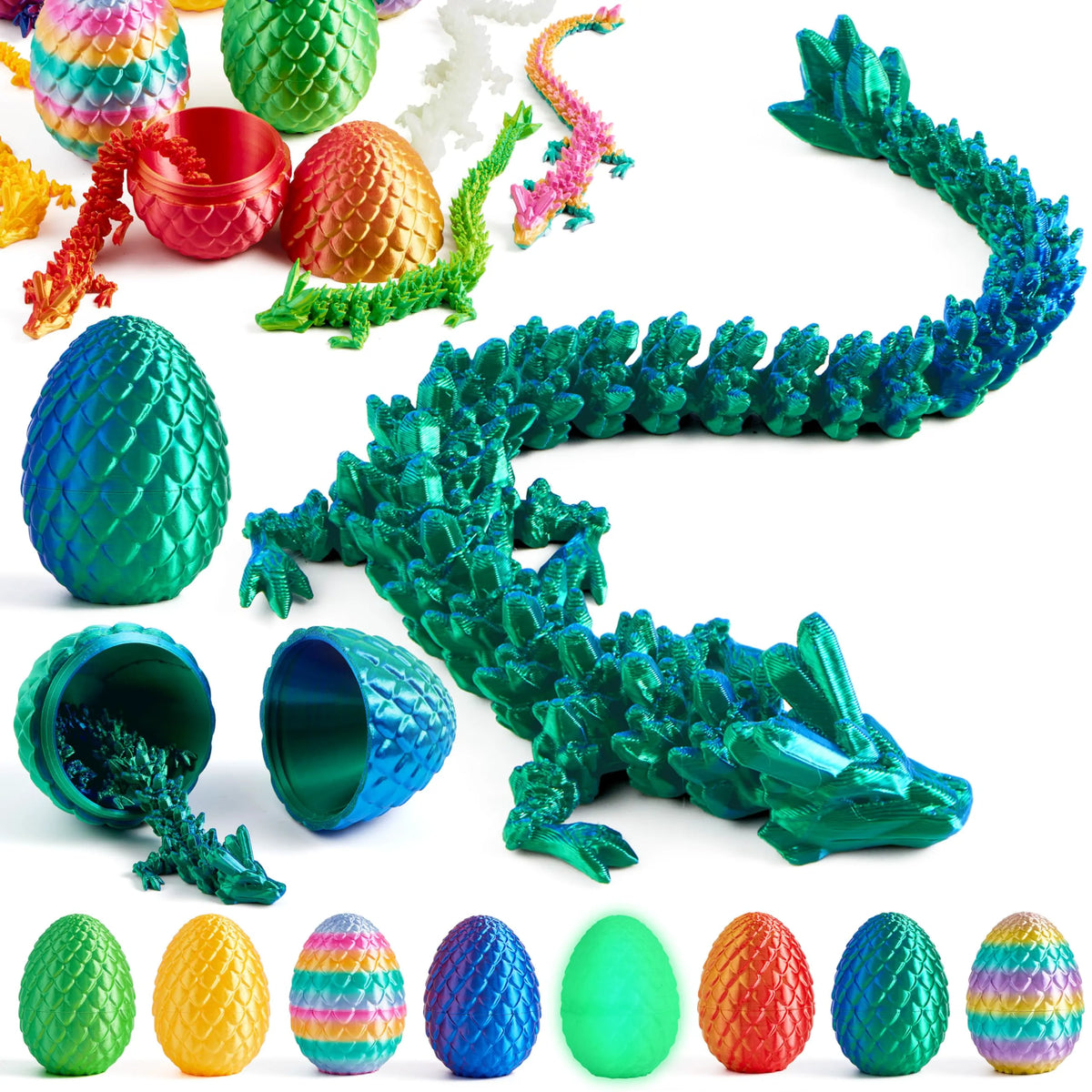 JOYIN 8-Pack 3D Printed Dragon Eggs with Laser Color Dragon