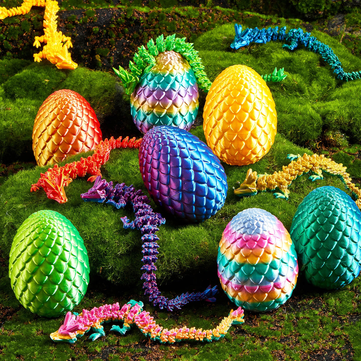 JOYIN 8-Pack 3D Printed Dragon Eggs with Laser Color Dragon