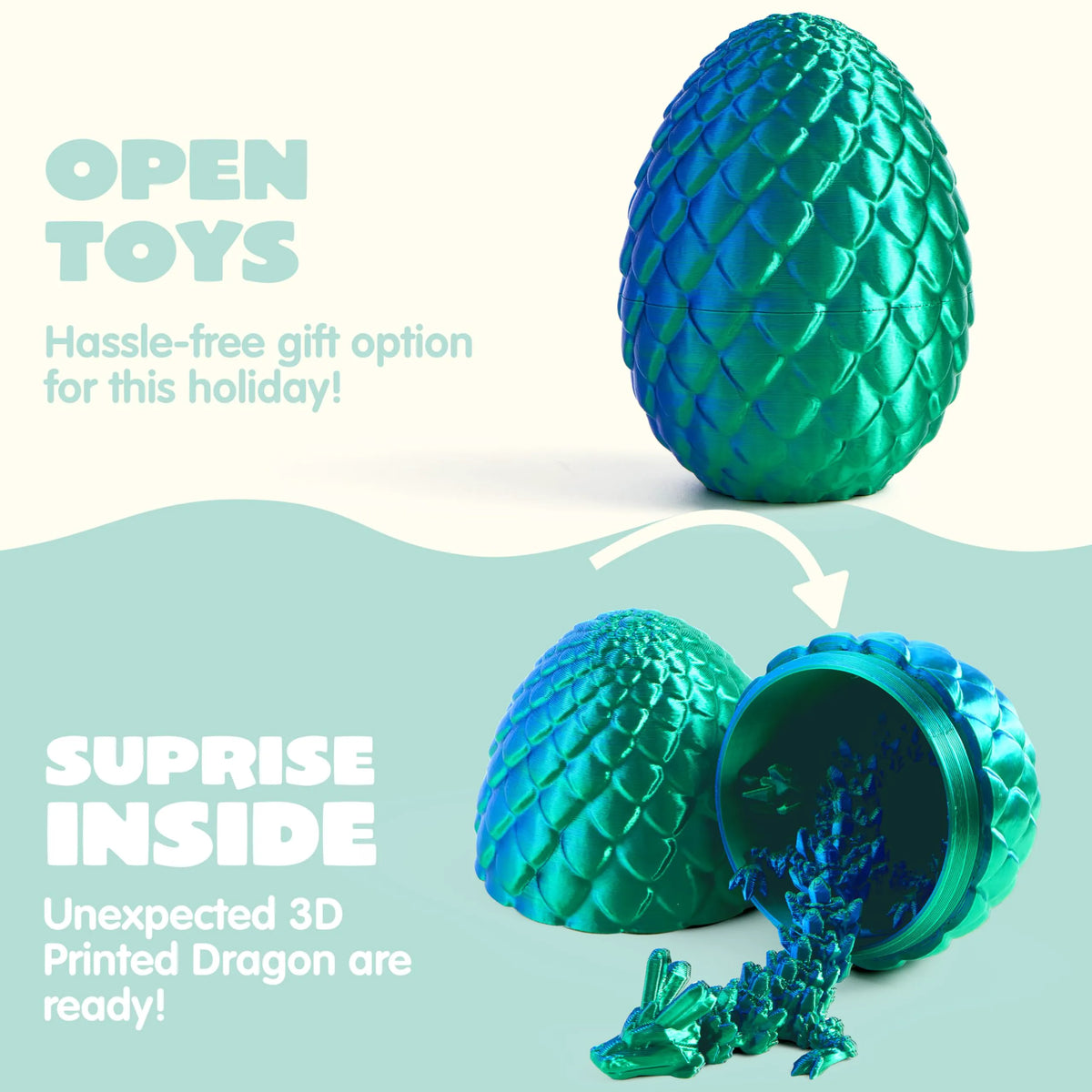 JOYIN 8-Pack 3D Printed Dragon Eggs with Laser Color Dragon